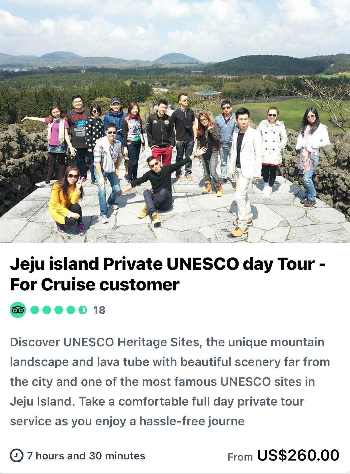 Jeju island Private UNESCO day Tour - For Cruise customer